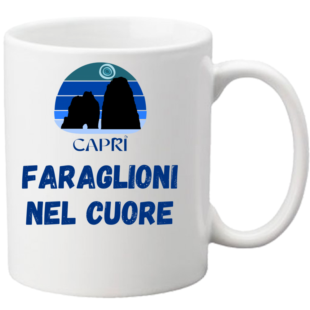 Tazza FARAGLIONI DI CAPRI NEL CUORE SCRITTA BLUE