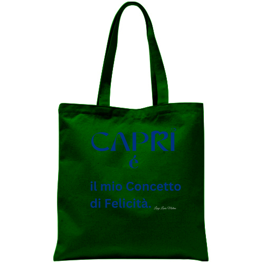 Borsa Capri é il mio concetto di Felicità scritta Blue