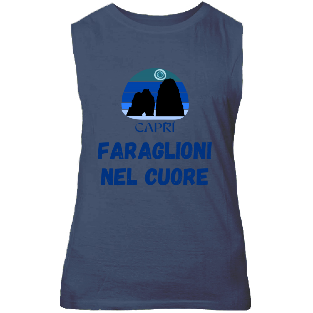 Canotta Unisex FARAGLIONI DI CAPRI NEL CUORE SCRITTA BLUE