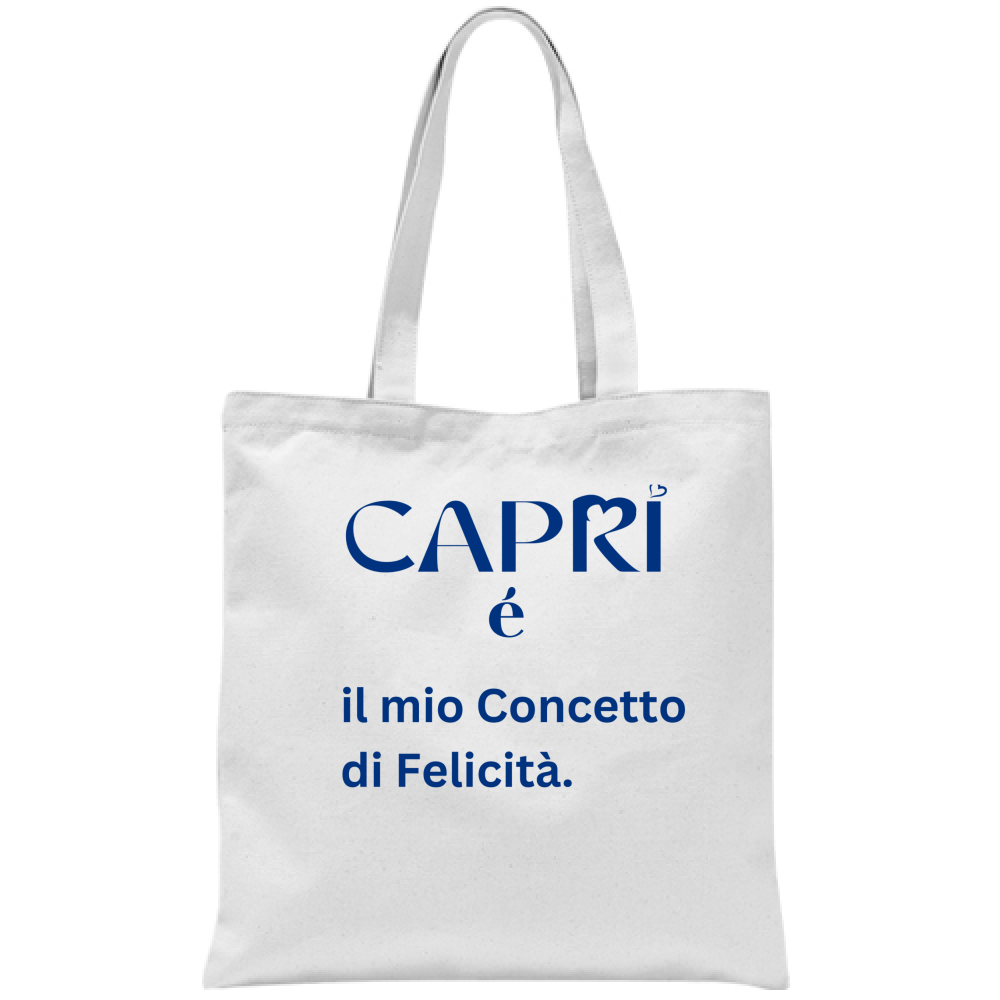 Borsa Capri é il mio concetto di Felicità scritta Blue