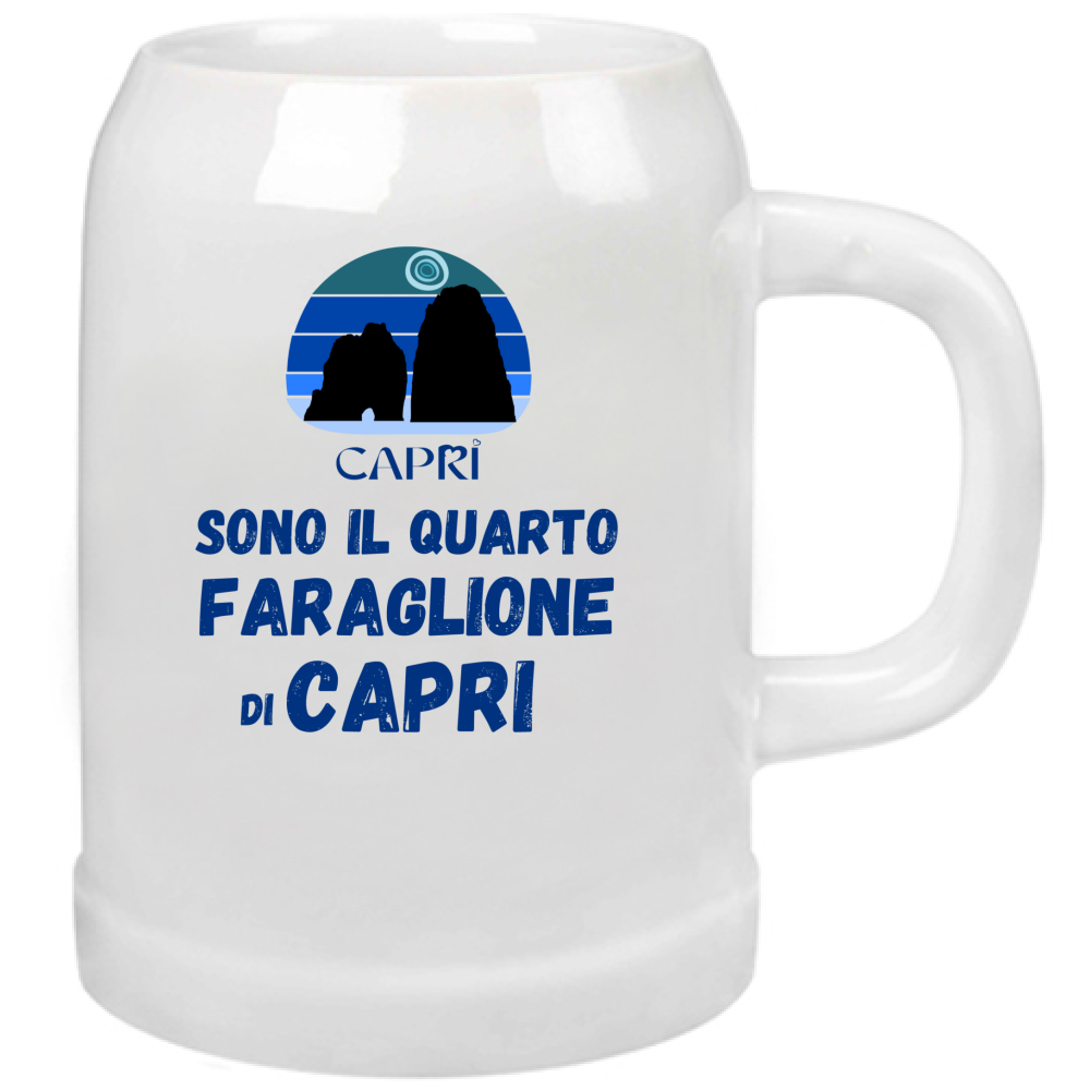 Boccale Birra SONO IL QUARTO FARAGLIONE DI CAPRI SCRITTA BLUE