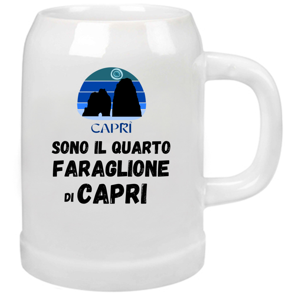 Boccale Birra SONO IL QUARTO FARAGLIONE DI CAPRI SCRITTA NERA