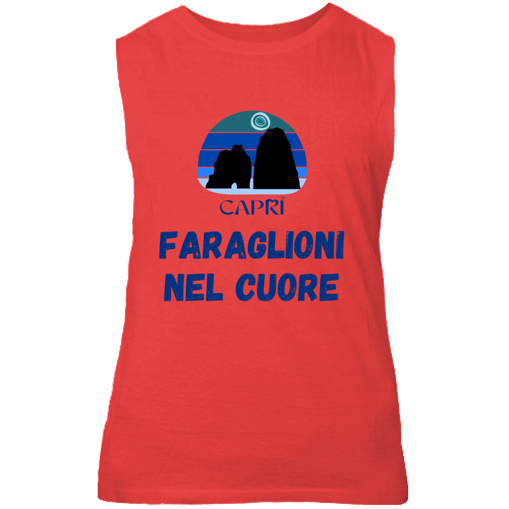 Canotta Unisex FARAGLIONI DI CAPRI NEL CUORE SCRITTA BLUE