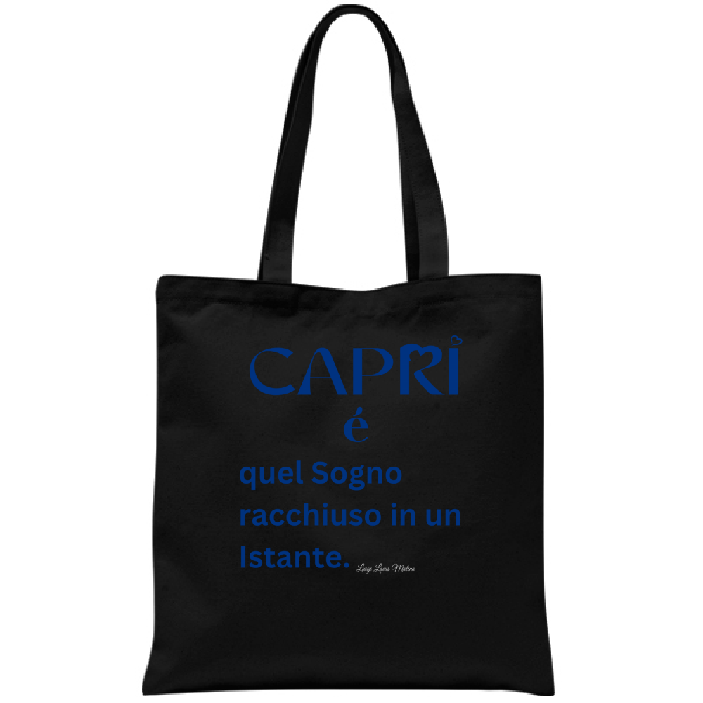 Borsa Capri Sogno racchiuso in un istante scritta Blue