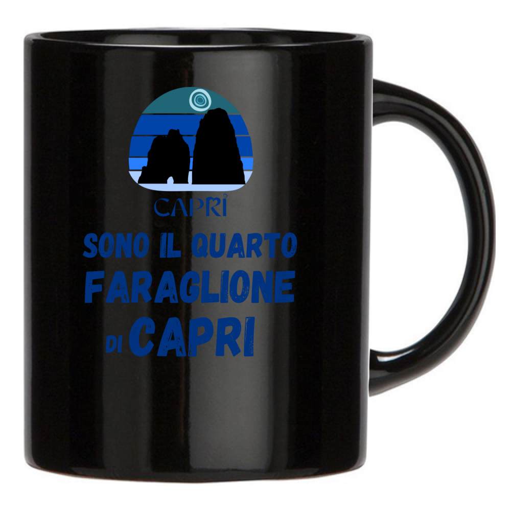 Tazza Nera SONO IL QUARTO FARAGLIONE DI CAPRI SCRITTA BLUE