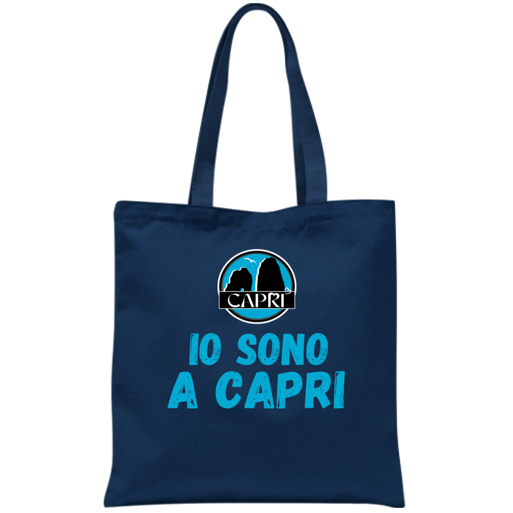 Borsa IO SONO A CAPRI SCRITTA AZZURRA