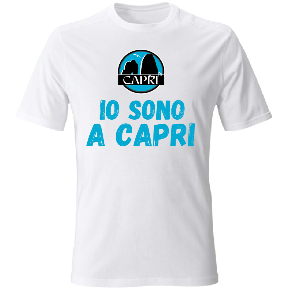 T-Shirt Unisex IO SONO A CAPRI SCRITTA AZZURRA