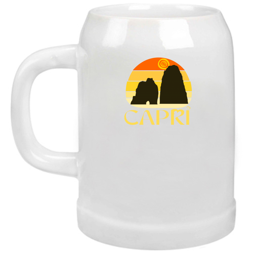 Boccale Birra CAPRI TRAMONTO VINTAGE SCRITTA GIALLO