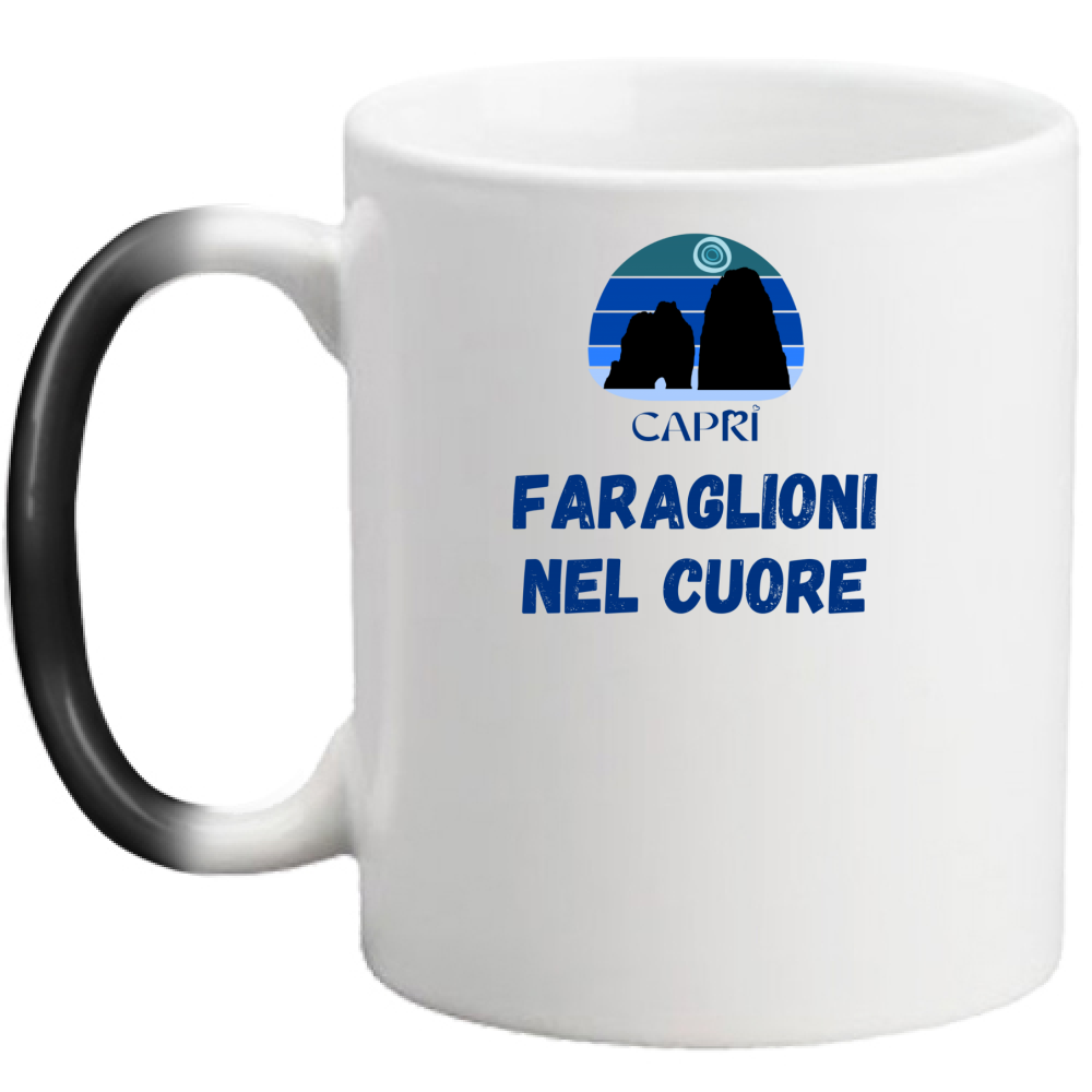 Tazza Magica FARAGLIONI DI CAPRI NEL CUORE SCRITTA BLUE