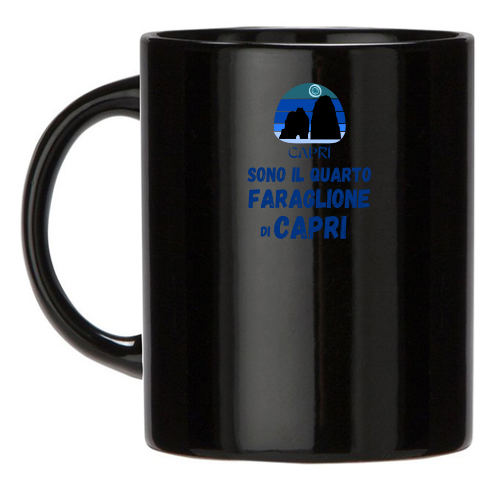 Tazza Nera SONO IL QUARTO FARAGLIONE DI CAPRI SCRITTA BLUE