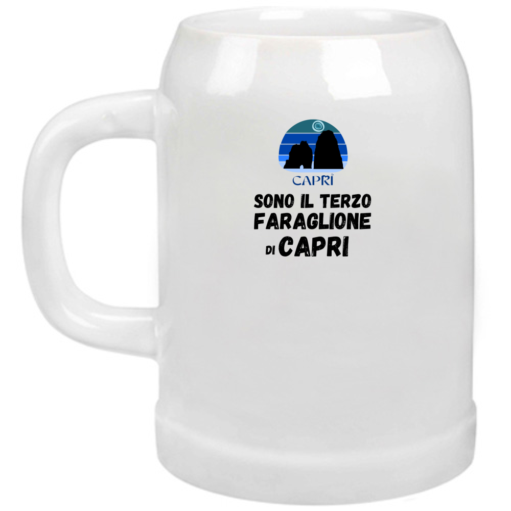 Boccale Birra SONO IL TERZO FARAGLIONE DI CAPRI SCRITTA NERA