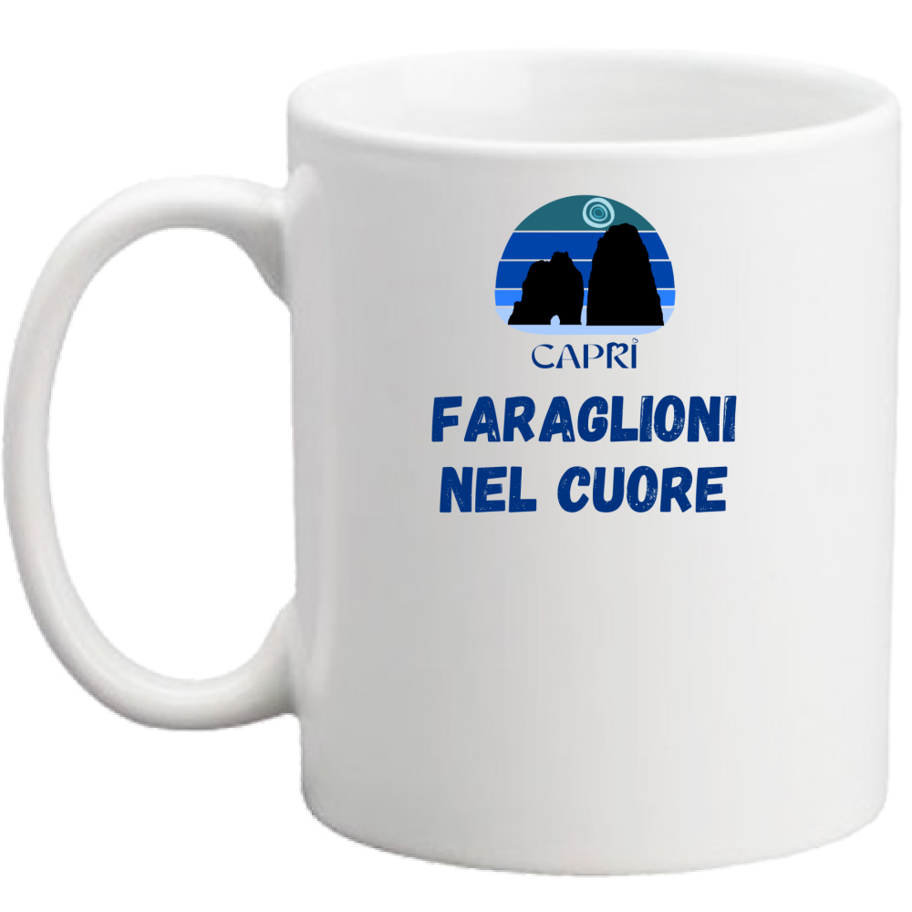 Tazza FARAGLIONI DI CAPRI NEL CUORE SCRITTA BLUE