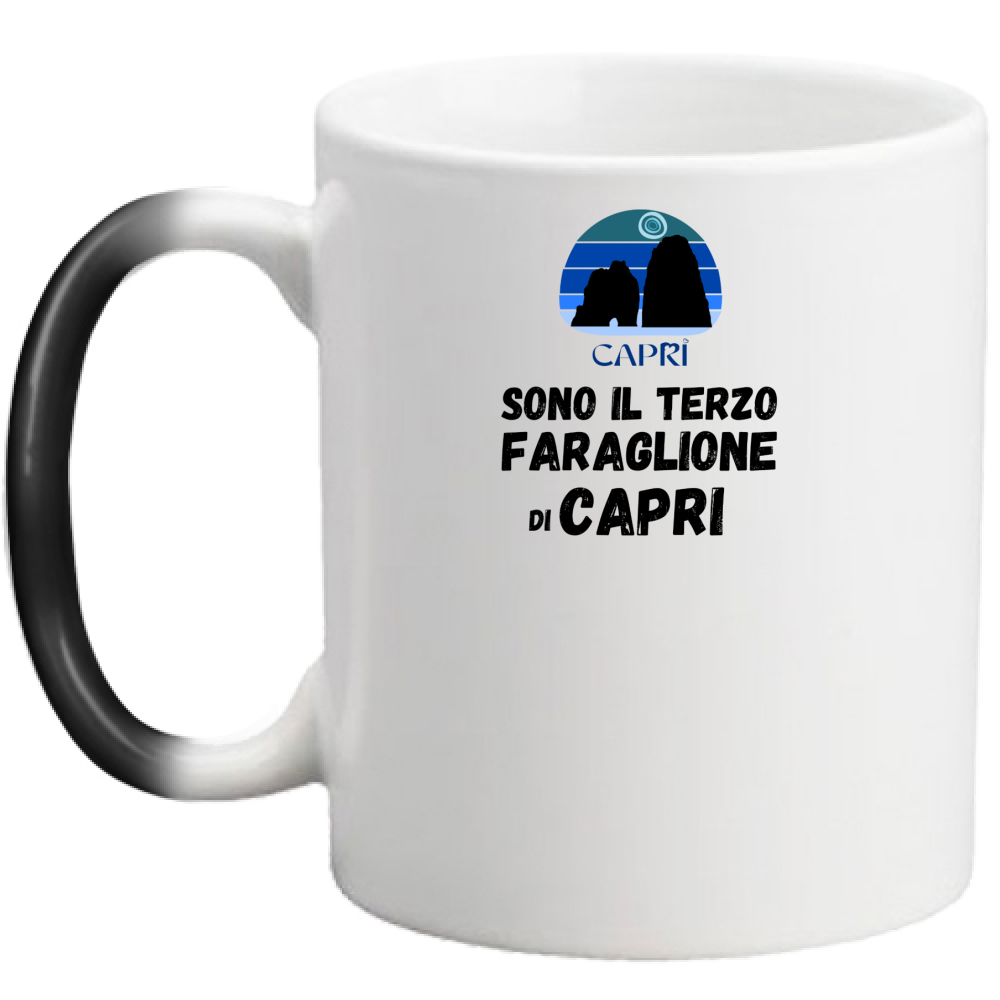 Tazza Magica SONO IL TERZO FARAGLIONE DI CAPRI SCRITTA NERA