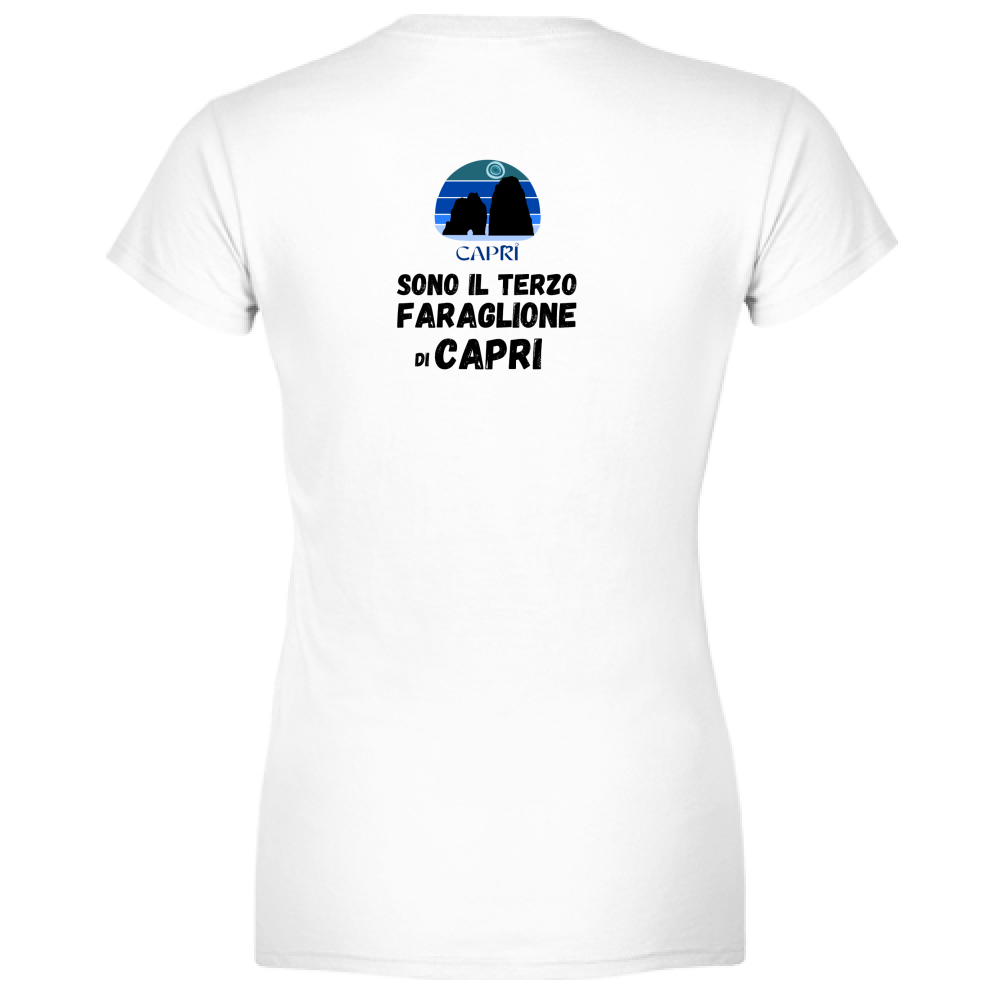 T-Shirt Donna SONO IL TERZO FARAGLIONE DI CAPRI SCRITTA NERA