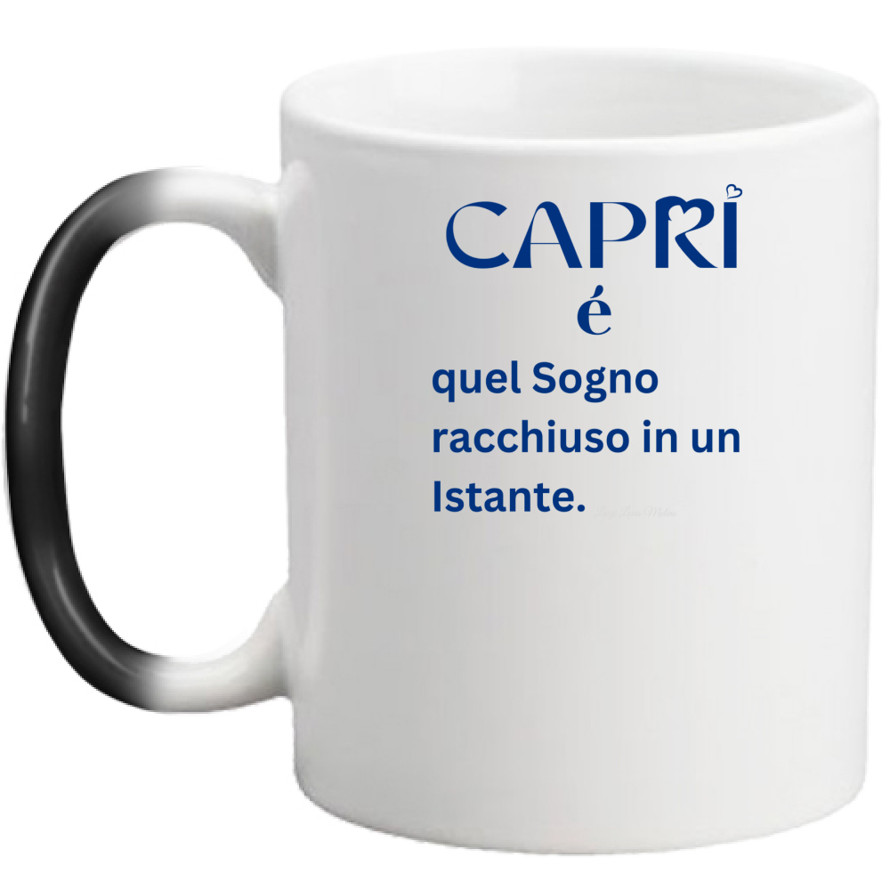 Tazza Magica Capri Sogno racchiuso in un istante scritta Blue