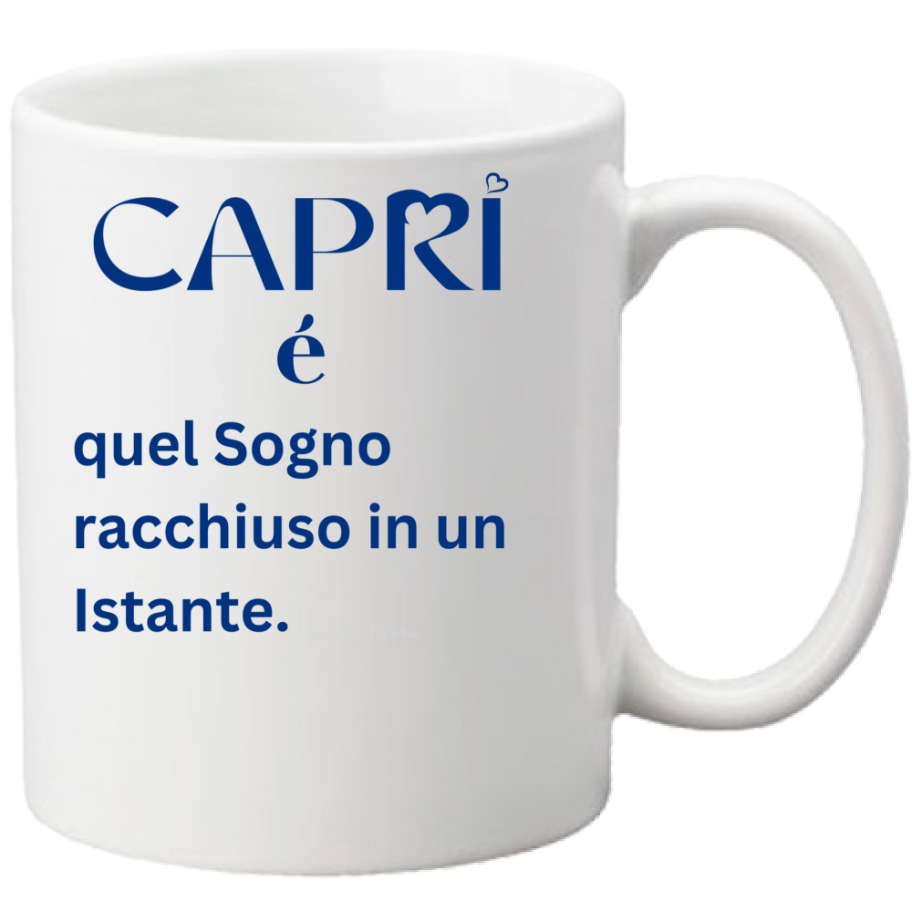 Tazza Capri Sogno racchiuso in un istante scritta Blue