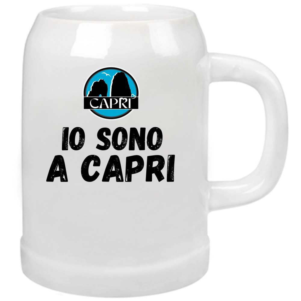 Boccale Birra IO SONO A CAPRI SCRITTA NERA