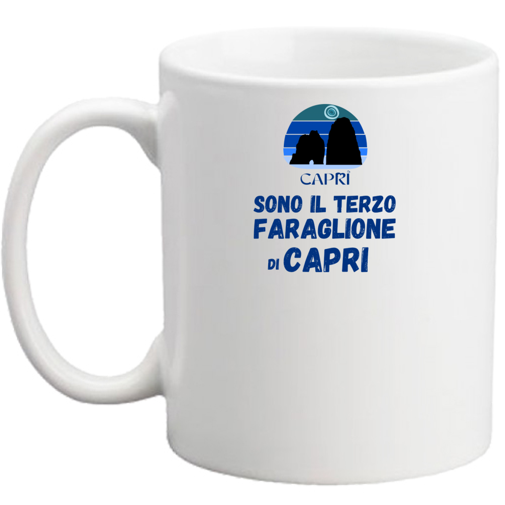 Tazza SONO IL TERZO FARAGLIONE DI CAPRI SCRITTA BLU