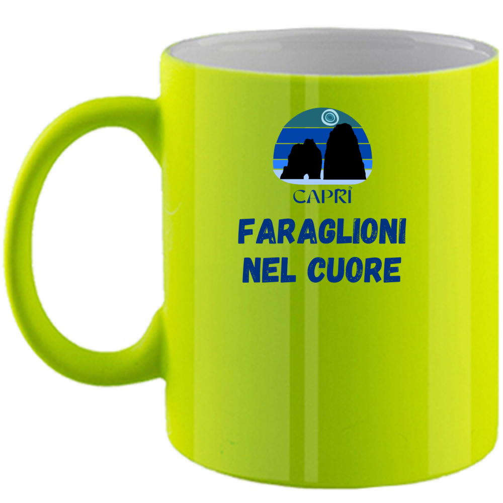 Tazza Fluo FARAGLIONI DI CAPRI NEL CUORE SCRITTA BLUE