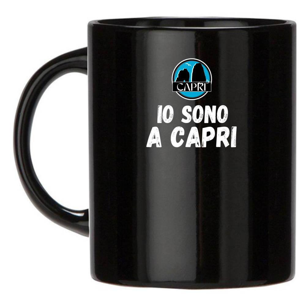 Tazza Nera IO SONO A CAPRI SCRITTA BIANCA