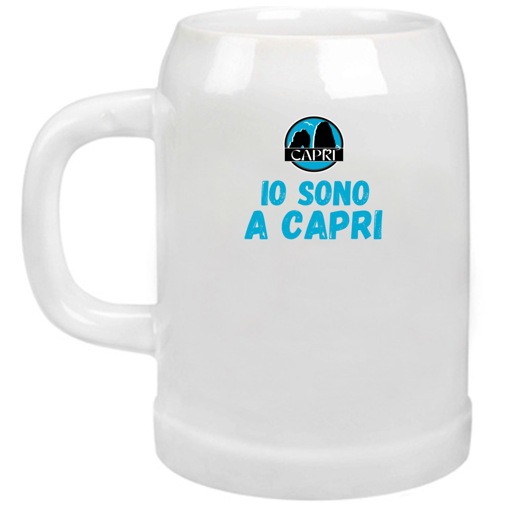 Boccale Birra IO SONO A CAPRI SCRITTA AZZURRA