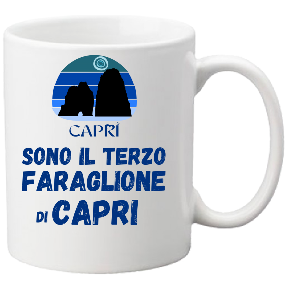 Tazza SONO IL TERZO FARAGLIONE DI CAPRI SCRITTA BLU