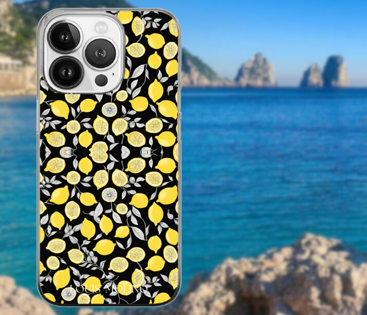 Cover Gomma iPhone Lemon Gray+black Capri