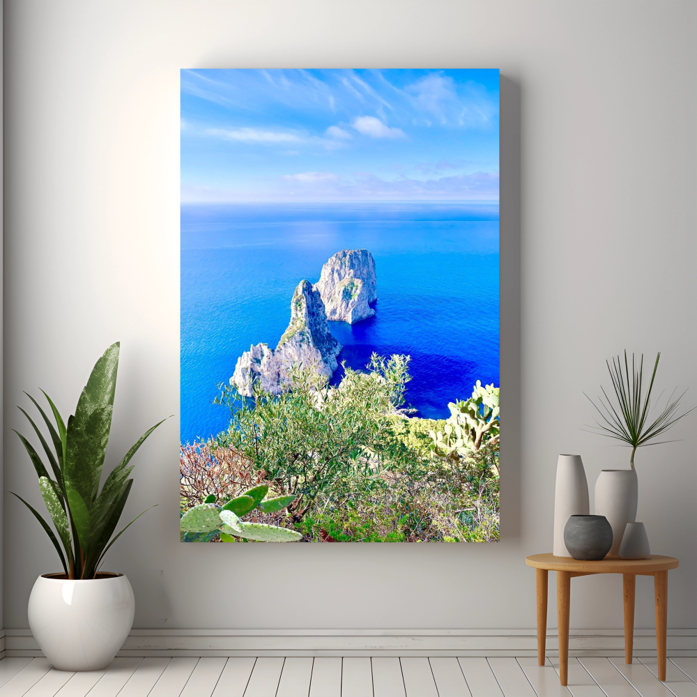 Canvas Faraglioni di Capri dal belvedere di Tuoro in Primavera