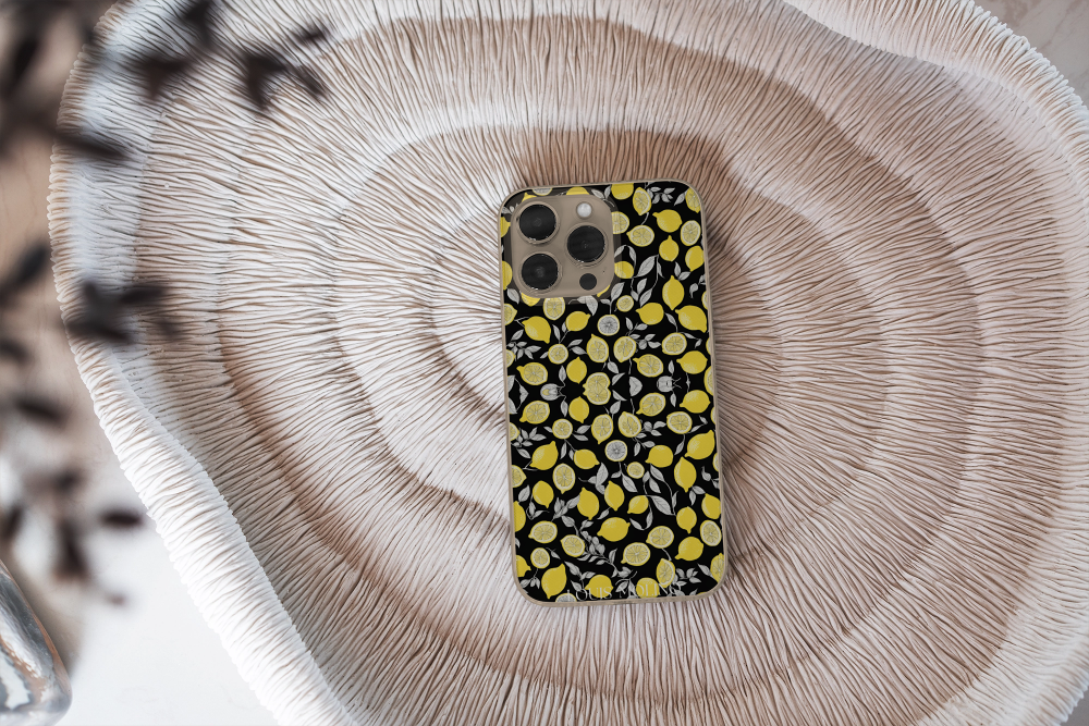 Cover Gomma iPhone Lemon Gray+black Capri