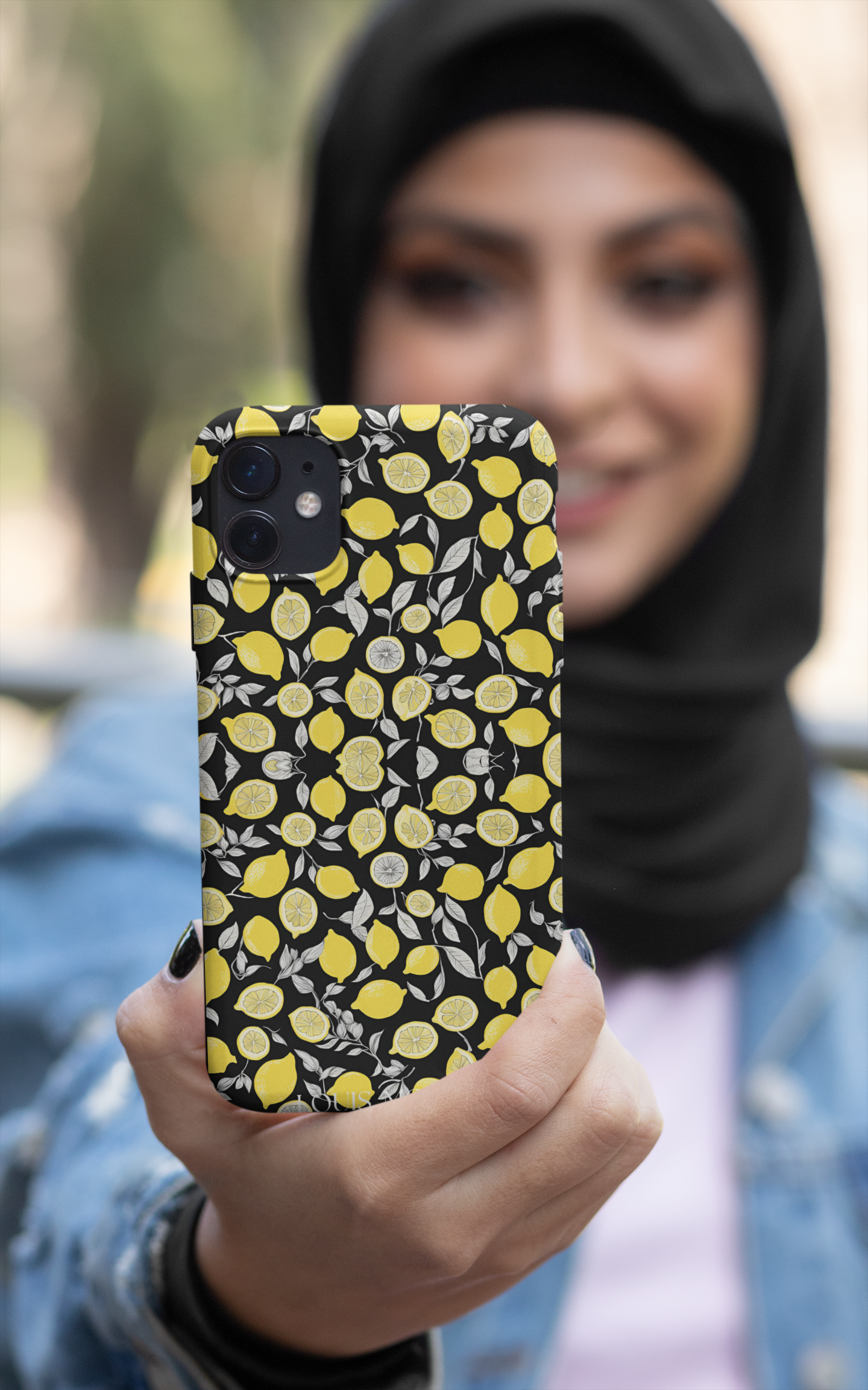 Cover Gomma iPhone Lemon Gray+black Capri