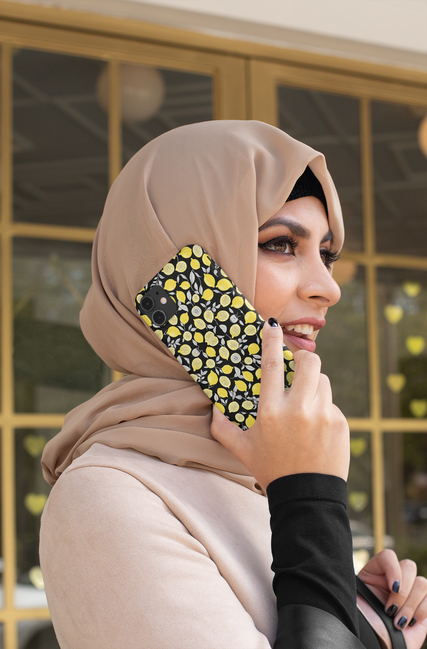 Cover Gomma iPhone Lemon Gray+black Capri